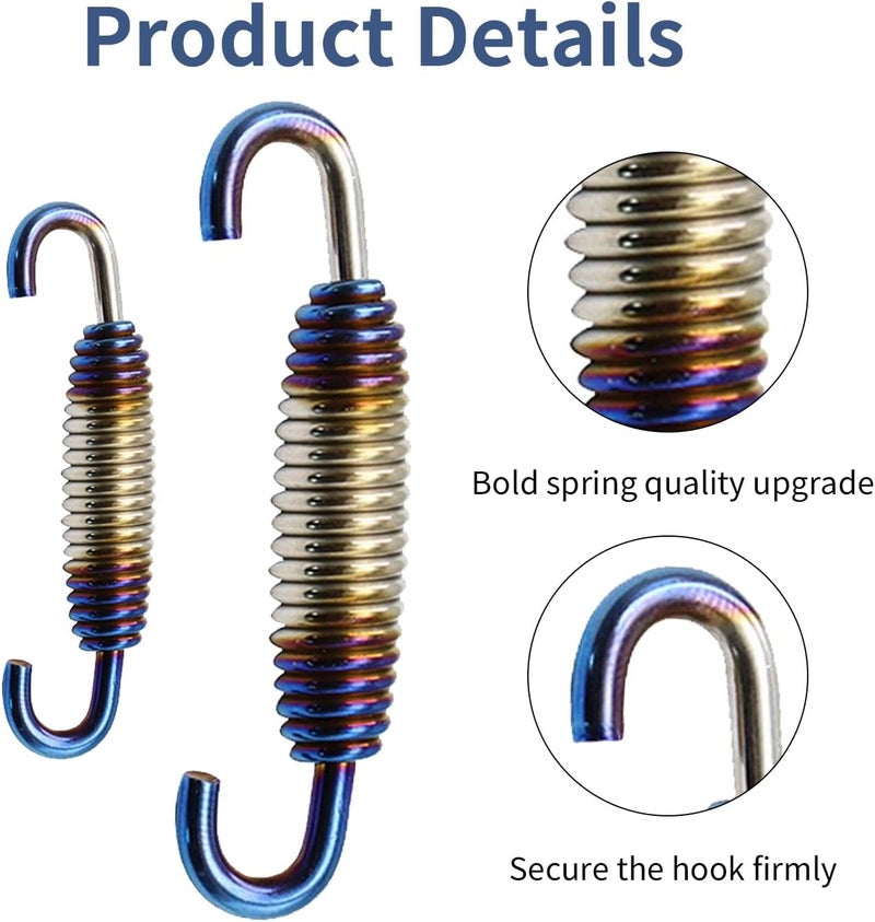Jitrendo 1 Pack 2 Pcs Motorcycle Exhaust Pipe Spring, Exhaust Pipe Active Spring Fastener,Universal For Motorbike Scooter Atv (Blue) - Image 4